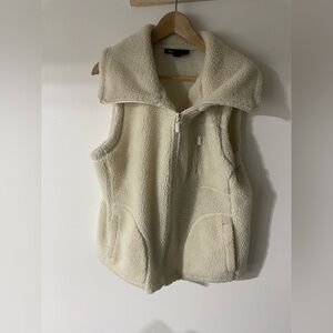 Cream Sherpa Zip-up Vest